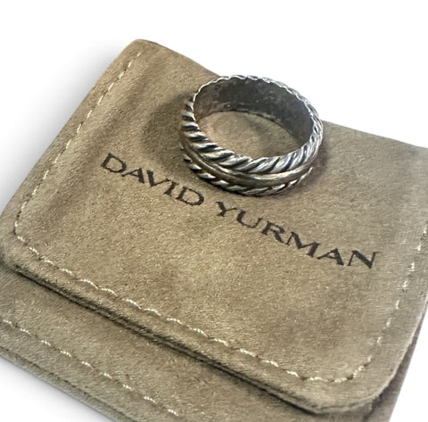 David Yurman Silver 14k Ring Sterling Rope Design w 14k Yellow Gold Center w Box - Image 1