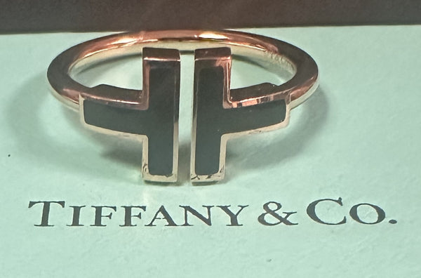 Tiffany 18k T-Wire Onyx T Ring