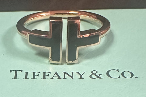Tiffany 18k T-Wire Onyx T Ring