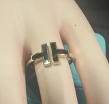 Tiffany 18k T-Wire Onyx T Ring