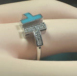 Tiffany 18k T-Wire Diamond Turquoise Ring