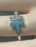 Tiffany 18k T-Wire Diamond Turquoise Ring