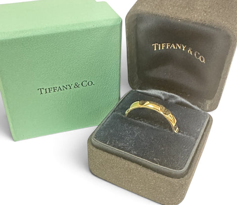 Tiffany 18k Ring Paloma Picasso Yellow Gold 4mm Wide Size 10.5 wiht Tiffany Box