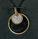 David Yurman 18k Elements Pendants Reversible Onyx/Mother of Pearl & Diamonds