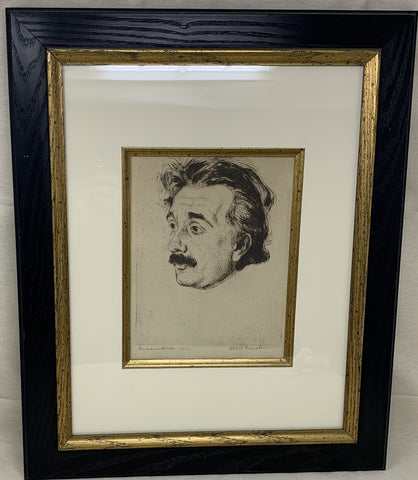 Drypoint Etching of Albert Einstein by Hermann Struck - Signed by Einstein