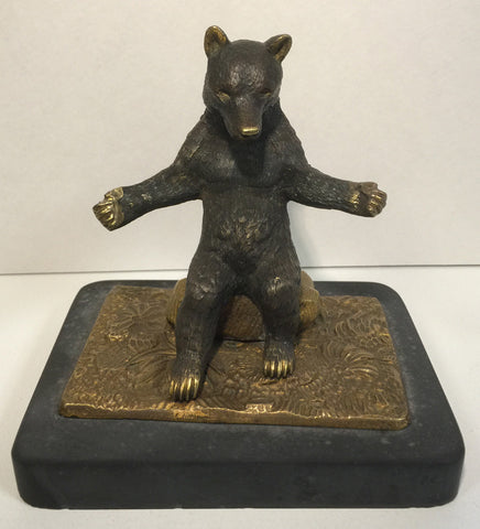 Patinated Bronze and Gilt Bear Form Pen Rest