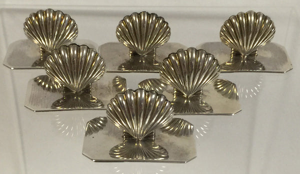 Vintage Sterling Silver Shell Motif Place Card Holders - Set of Six
