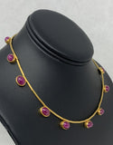22k Natural Ruby Cabochon Necklace High Carat Gold 16" 14 Rubies Hand Made ***