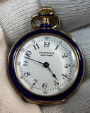 Tiffany & Co 18k Yellow Gold and Blue Enamel Watch on Silver Snake Holder ***