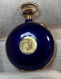 Tiffany & Co 18k Yellow Gold and Blue Enamel Watch on Silver Snake Holder ***