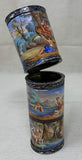Viennese Enamel Cylindrical Silver Box with Painted Panels